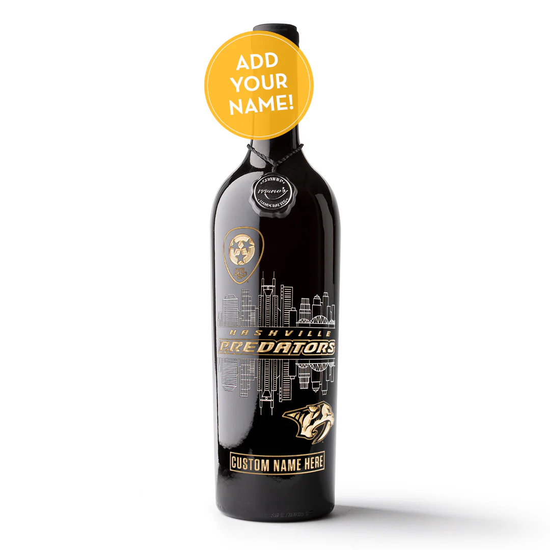 Nashville Predators City Pride Custom Name Etched Wine