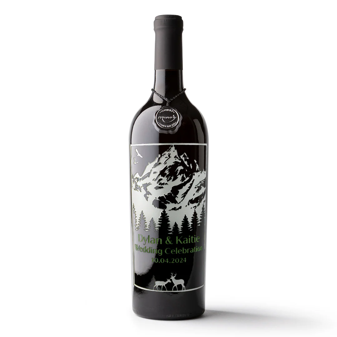 Custom Nature Wedding Etched Wine Bottle - Image 3