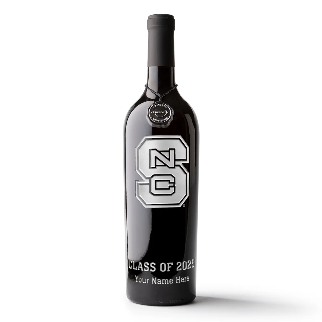 NC State Logo Custom Name Etched Wine - Image 6