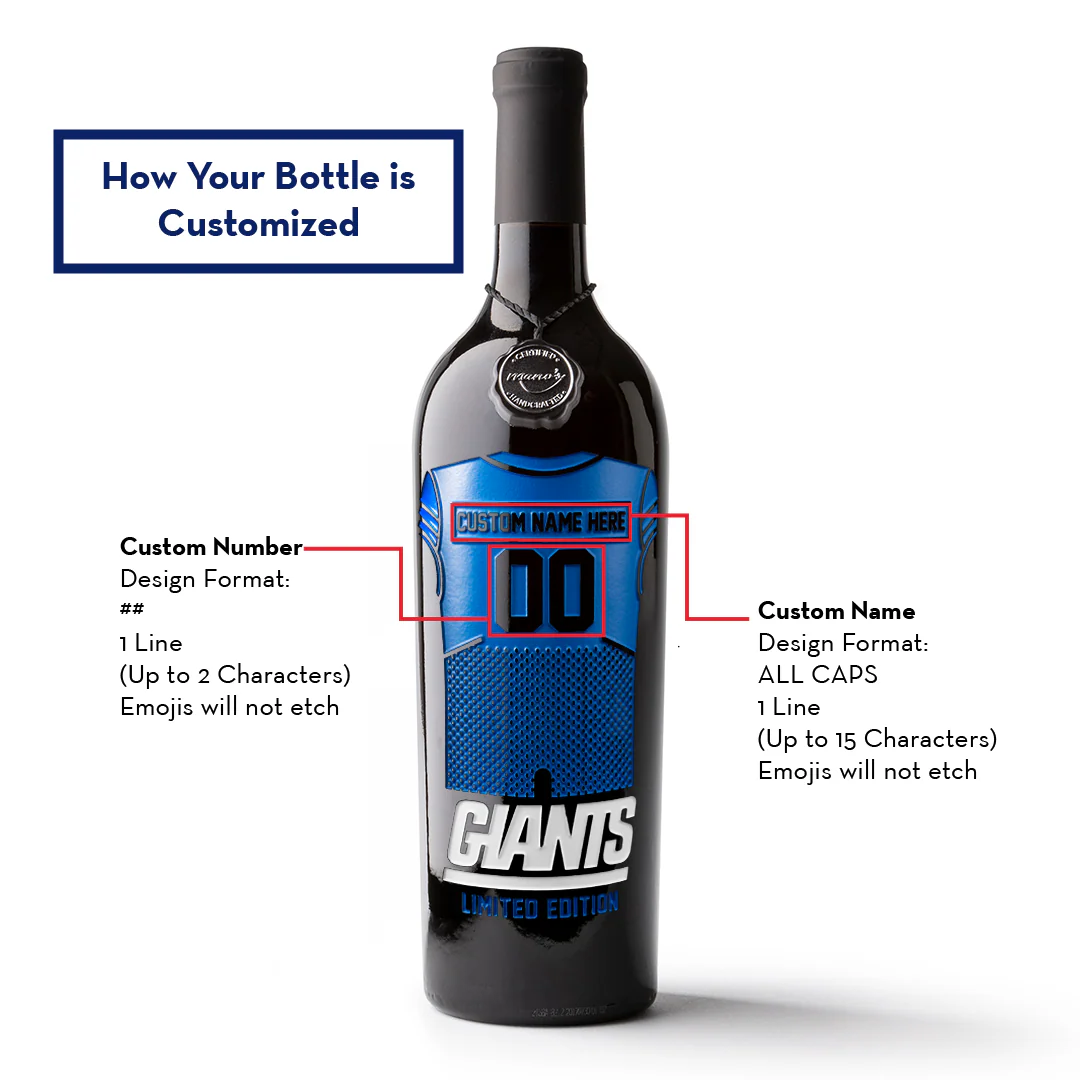 New York Giants Custom Jersey Etched Wine - Image 2