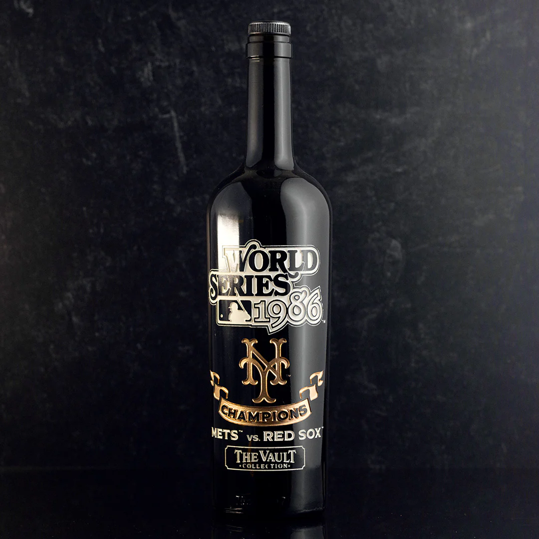 New York Mets 1986 World Series Vault Etched Wine - Image 5