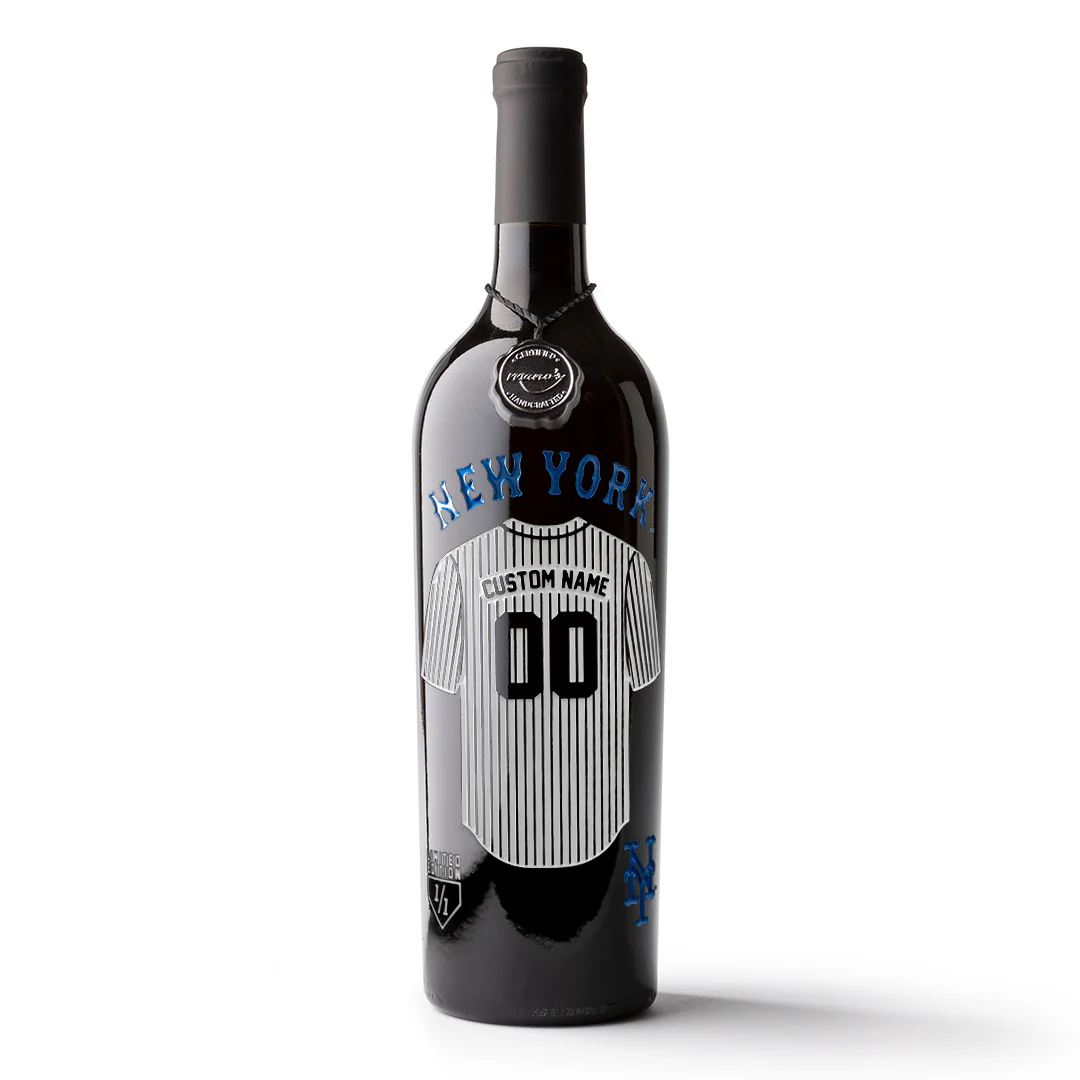 New York Mets Custom Jersey Etched Wine - Image 3