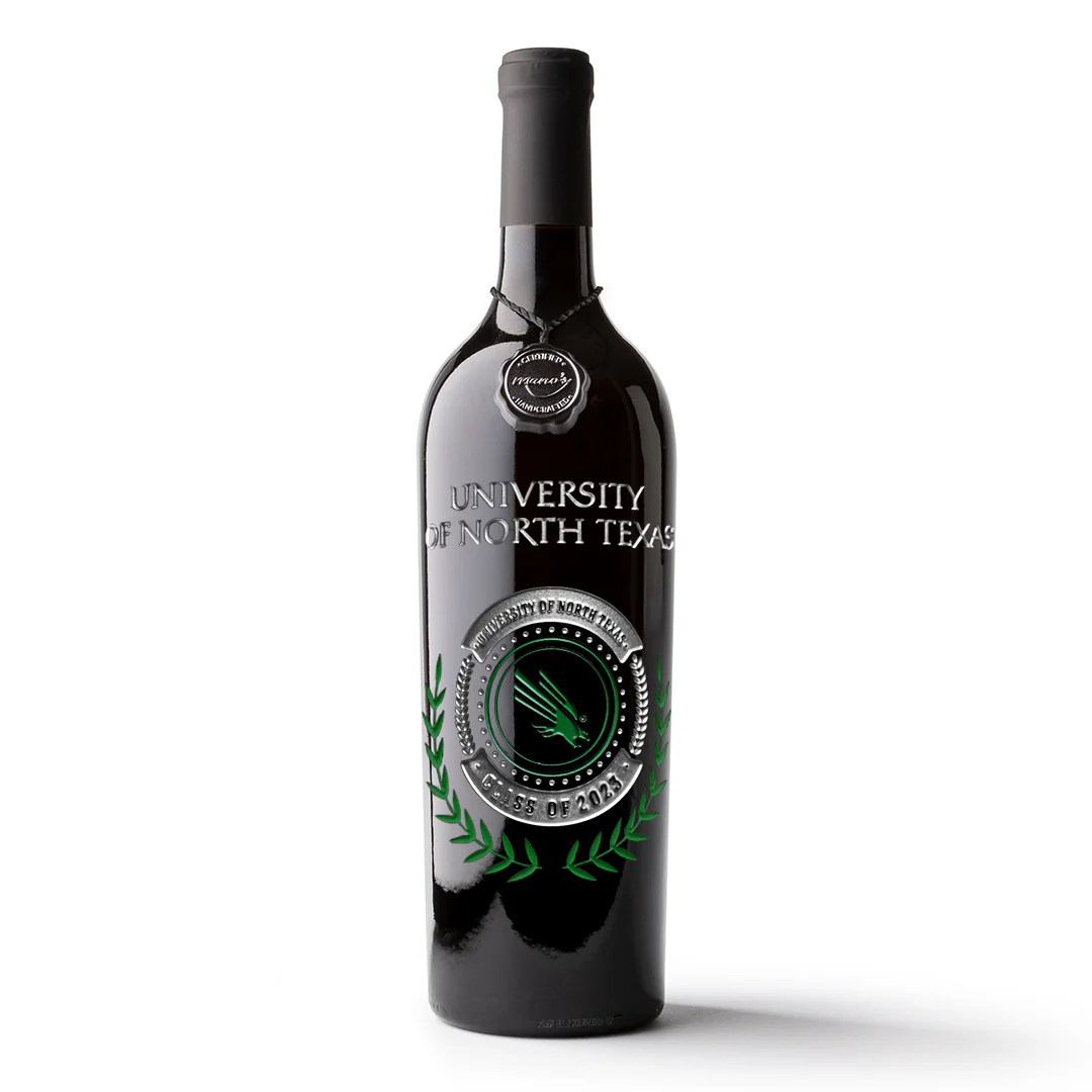 University of North Texas Custom Alumni Etched Wine Bottle - Image 3