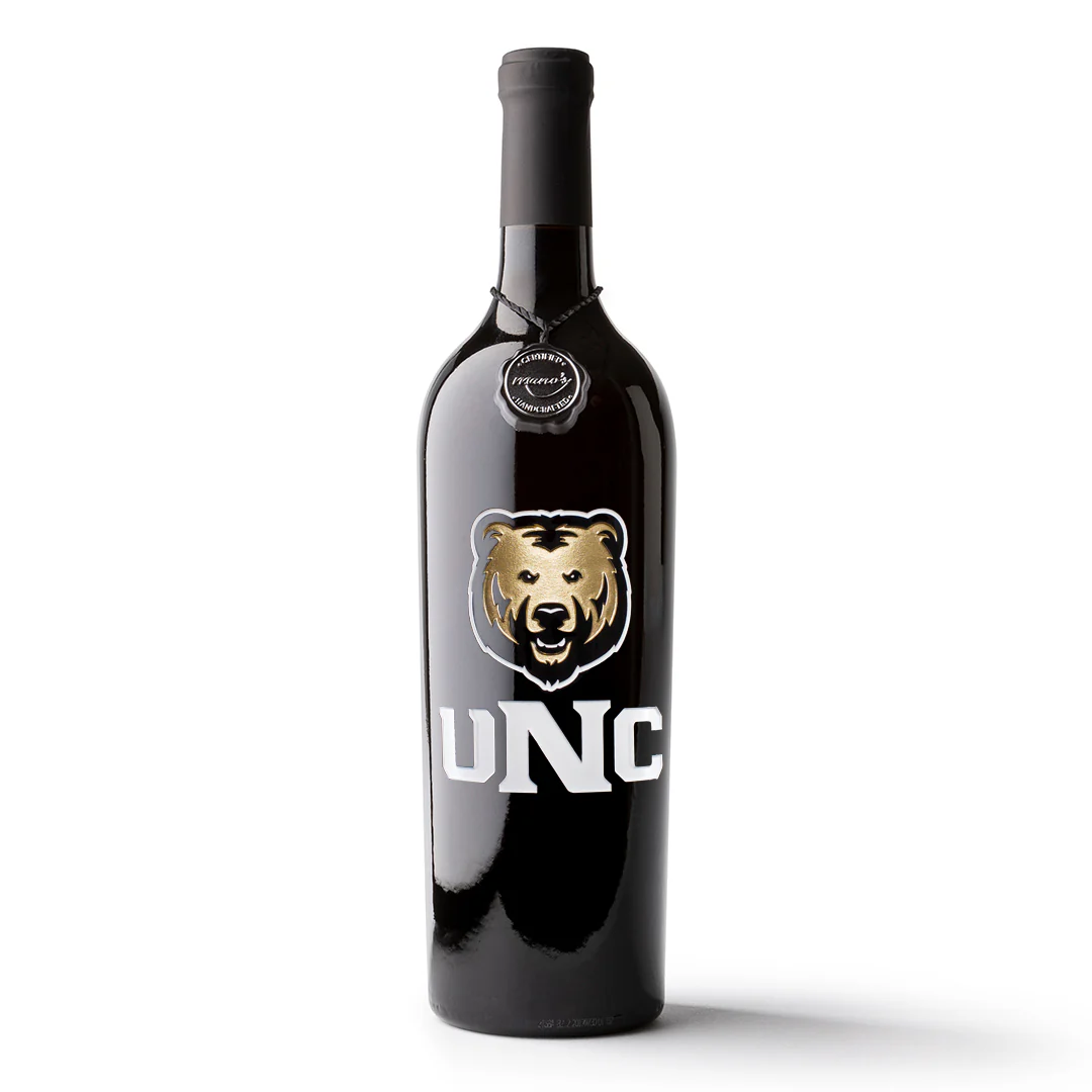 University of Northern Colorado Etched Wine Bottle