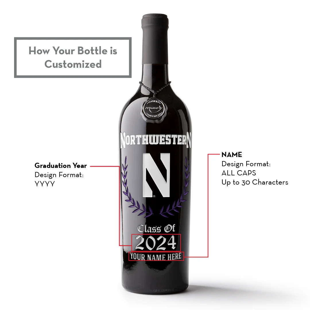 Northwestern University Custom Alumni Etched Wine - Image 4
