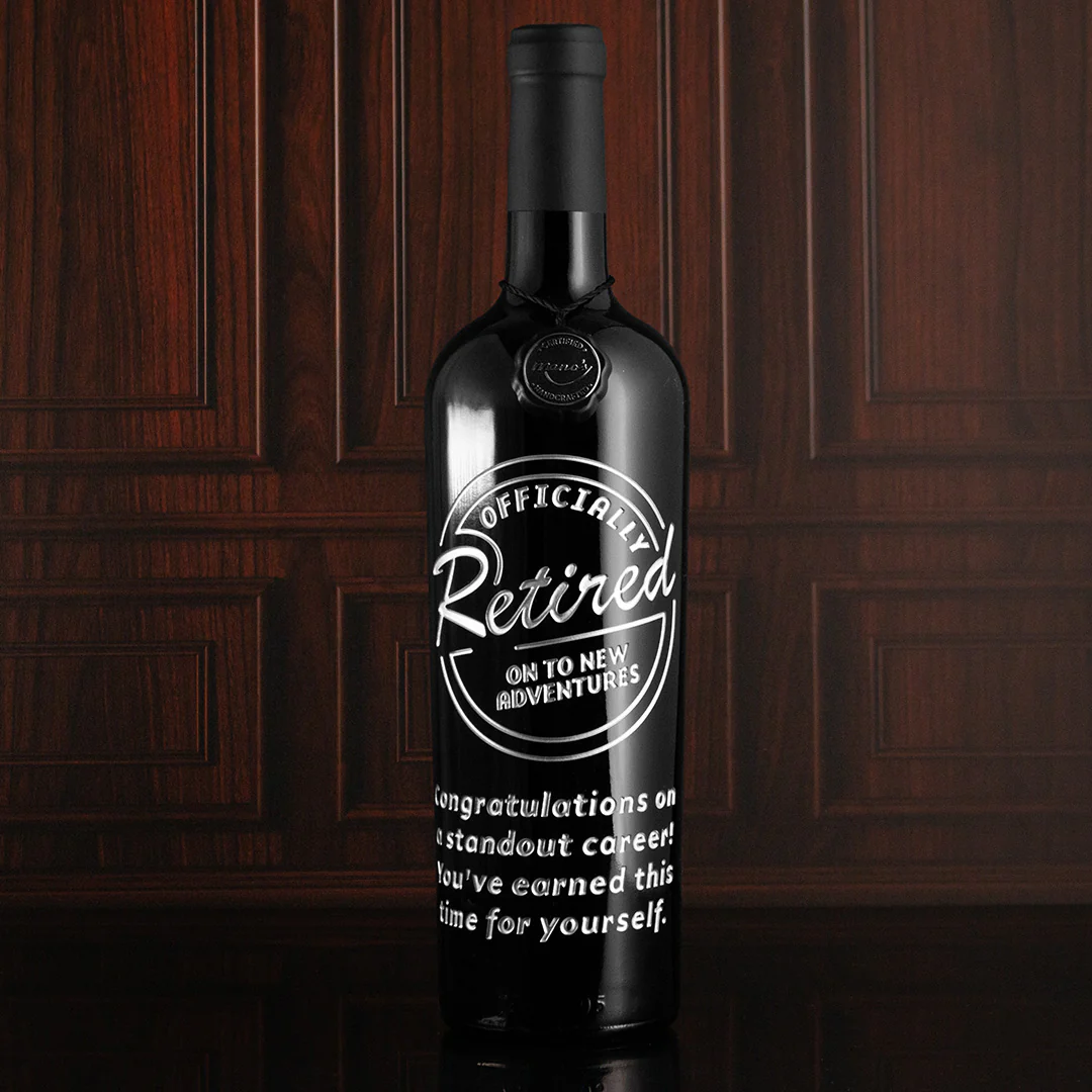 Officially Retired Stamp Custom Etched Wine - Image 3