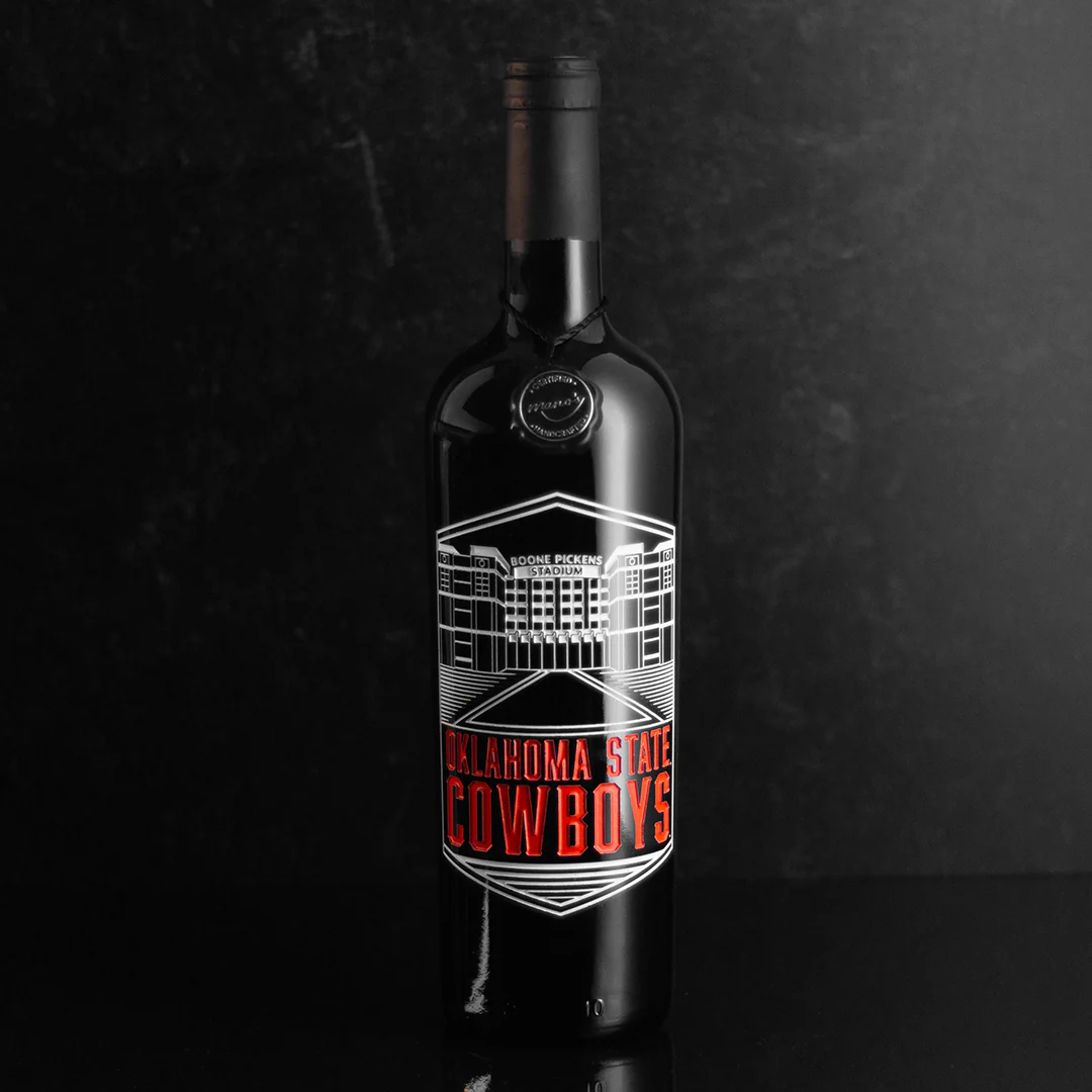 Oklahoma State University Boone Pickens Stadium Etched Wine - Image 3