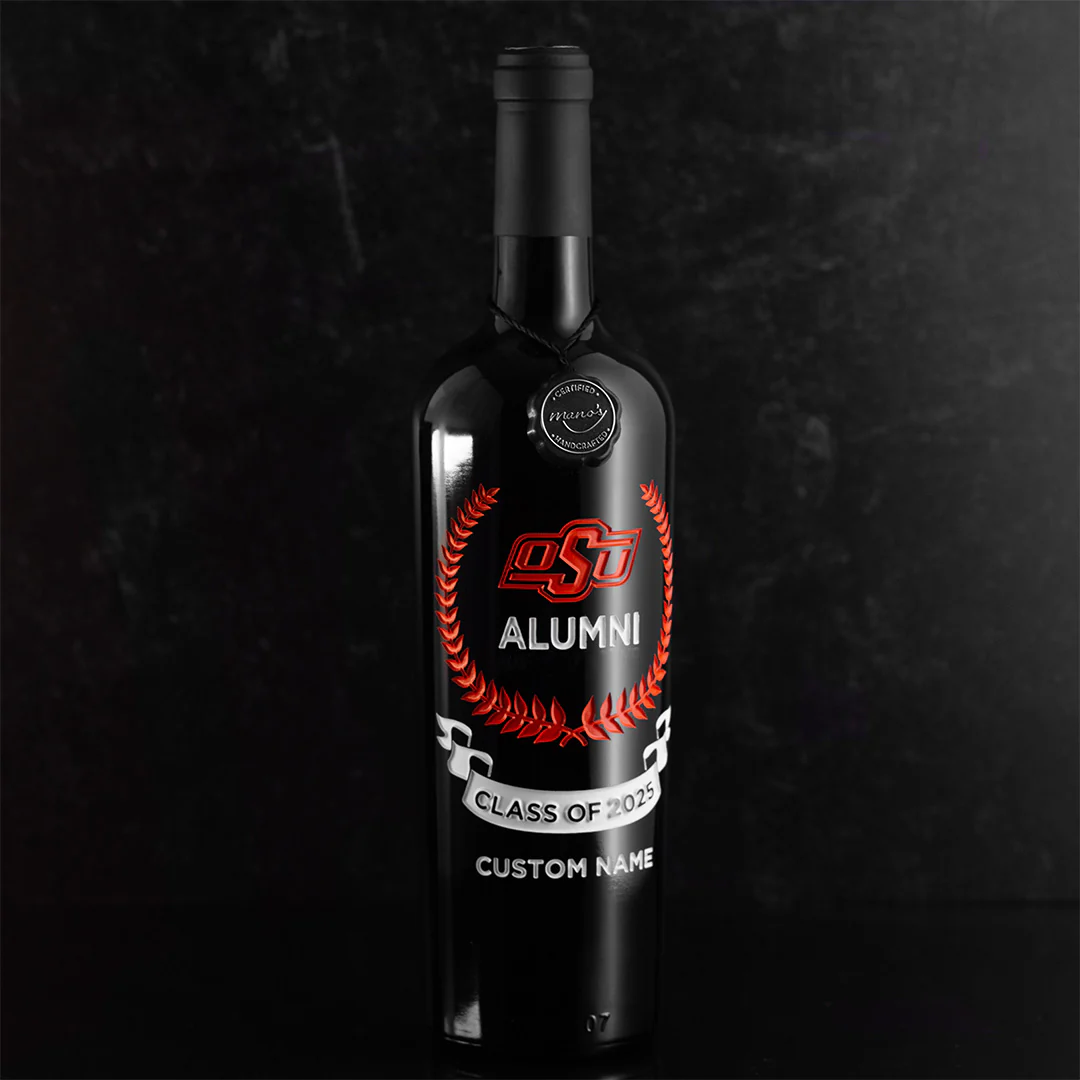Oklahoma State Custom Alumni Association Etched Wine - Image 4