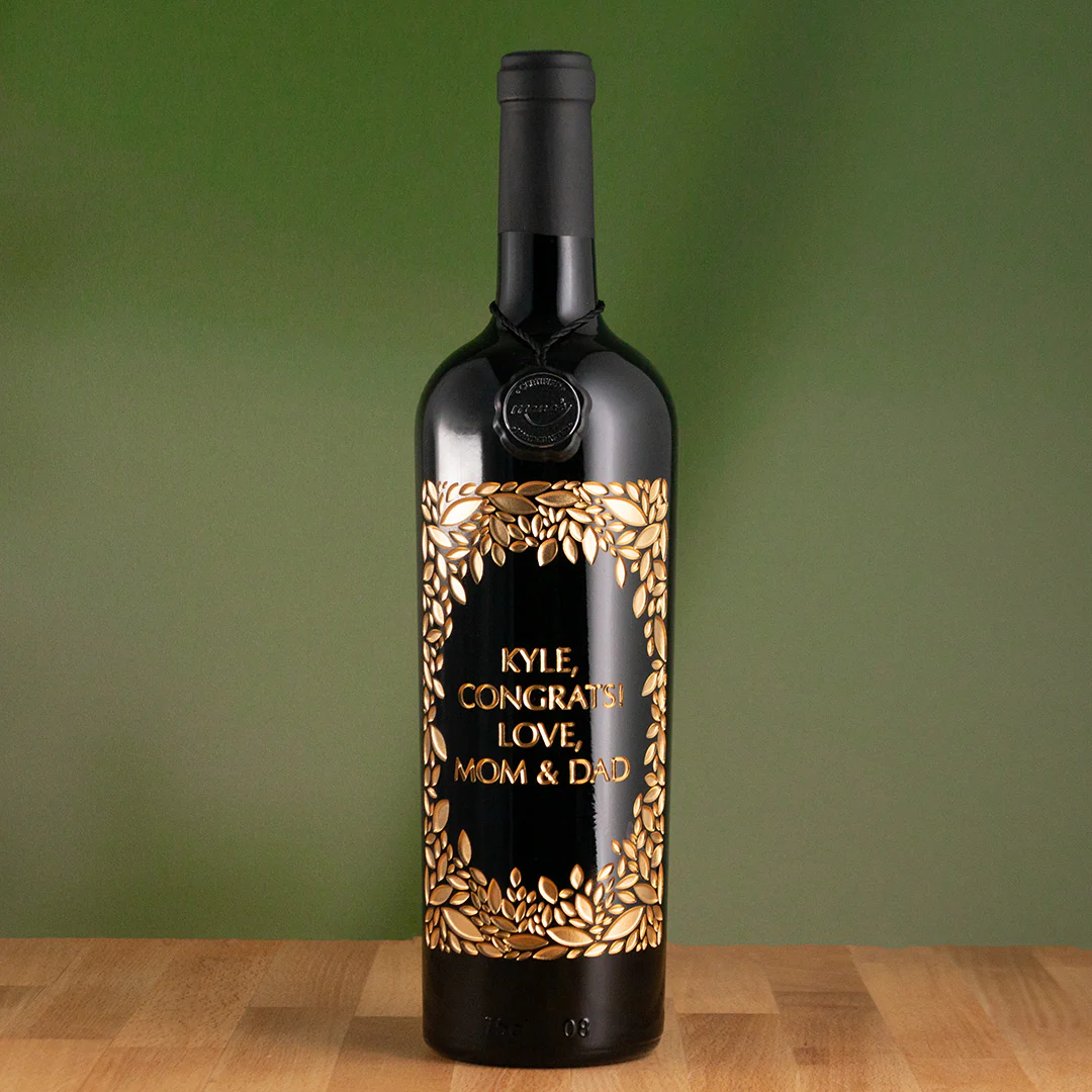 Oval Leaf Custom Etched Wine - Image 2