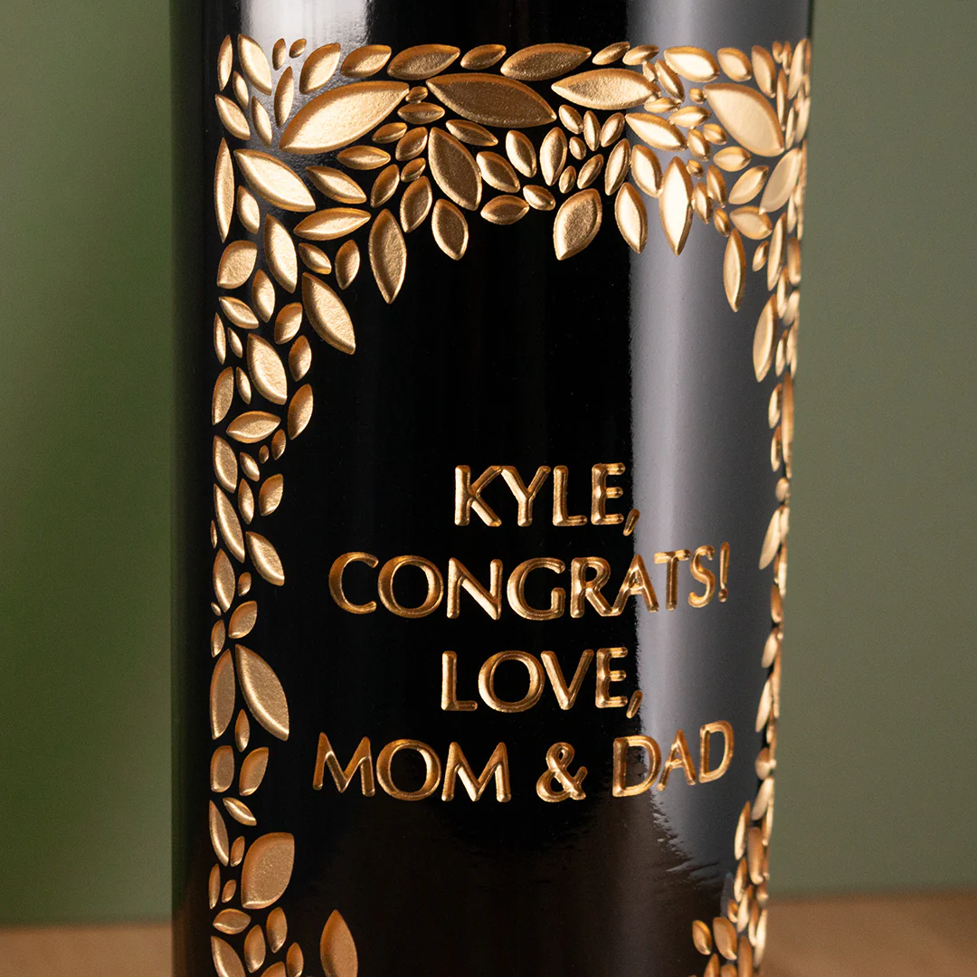 Oval Leaf Custom Etched Wine - Image 3
