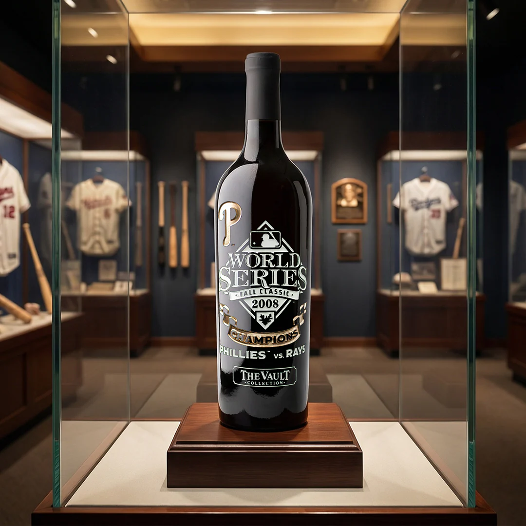 Philadelphia Phillies 2008 World Series Vault Etched Wine - Image 3