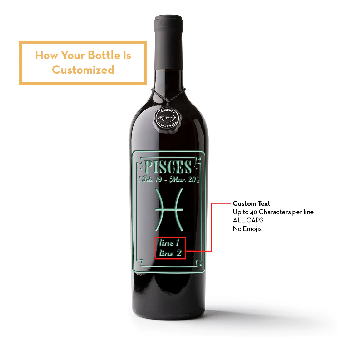 Pisces Custom Etched Wine Bottle - Image 3