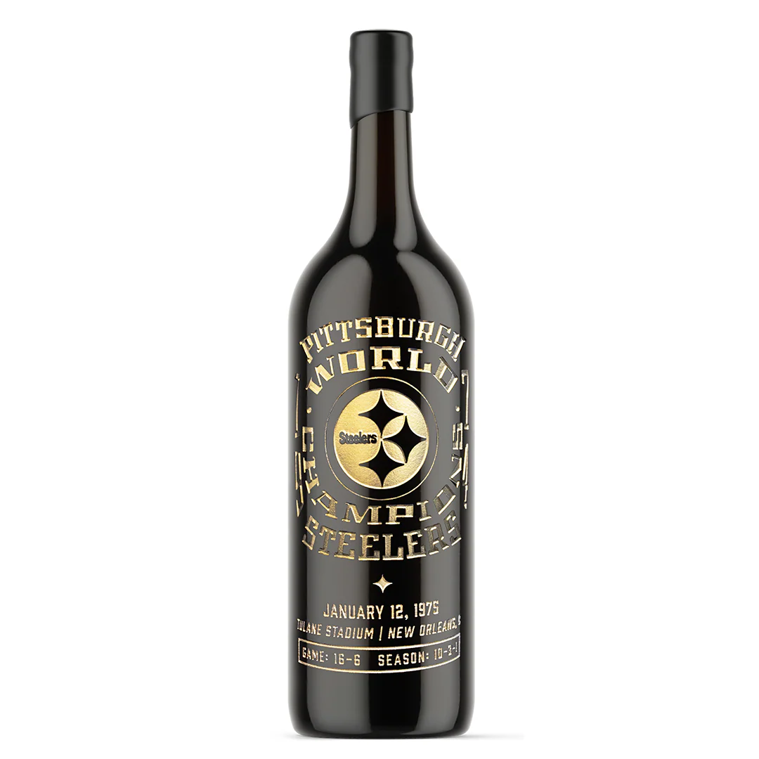 Pittsburgh Steelers 1974 Championship Etched Wine - Image 5