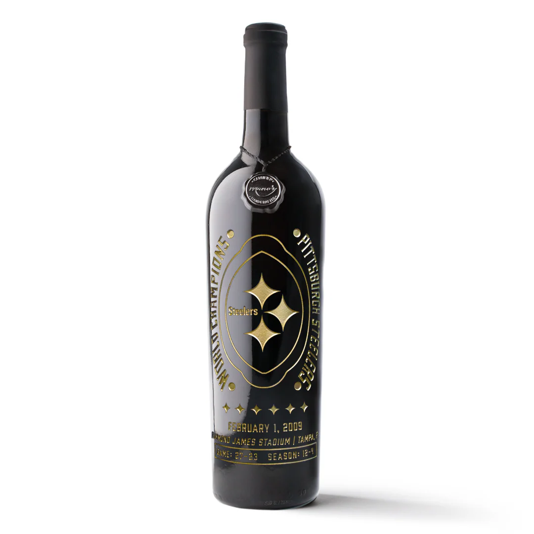 Pittsburgh Steelers 2008 Championship Etched Wine