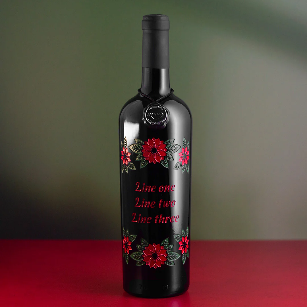 Poinsettia Frame Custom Text Etched Wine - Image 5