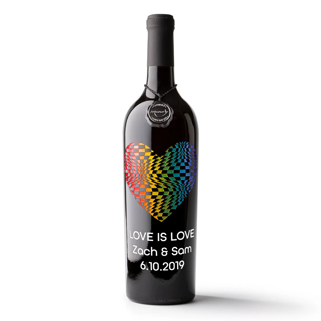 Pride Checkered Heart Custom Etched Wine - Image 4