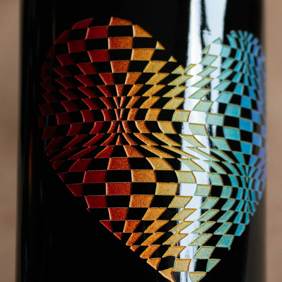 Pride Checkered Heart Custom Etched Wine - Image 5