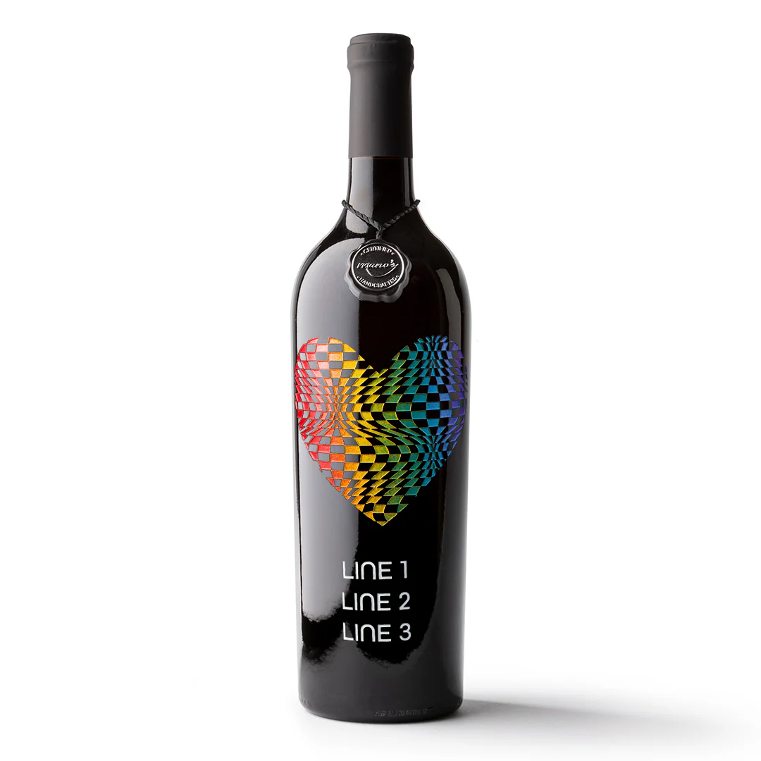 Pride Checkered Heart Custom Etched Wine - Image 6