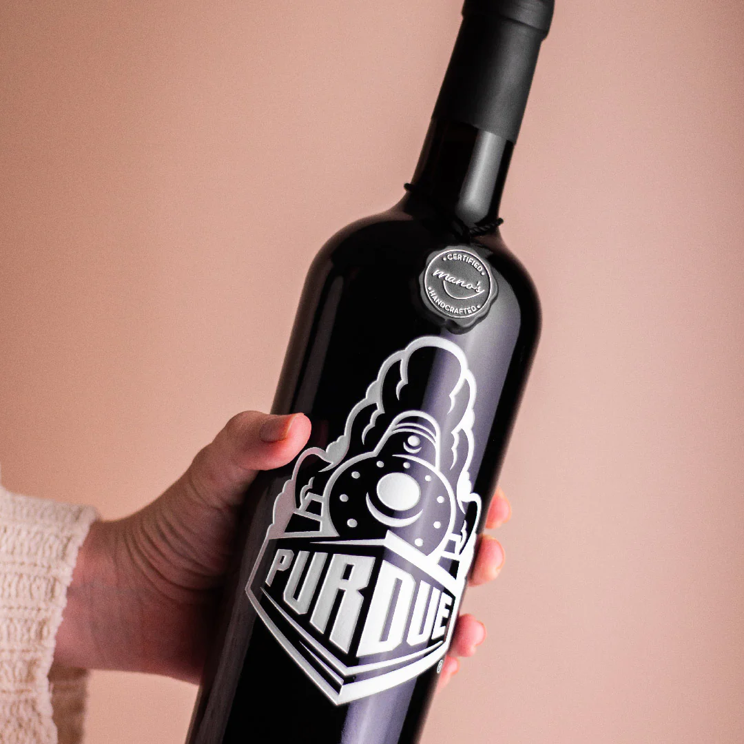 Purdue University Alternative Logo Etched Wine - Image 3