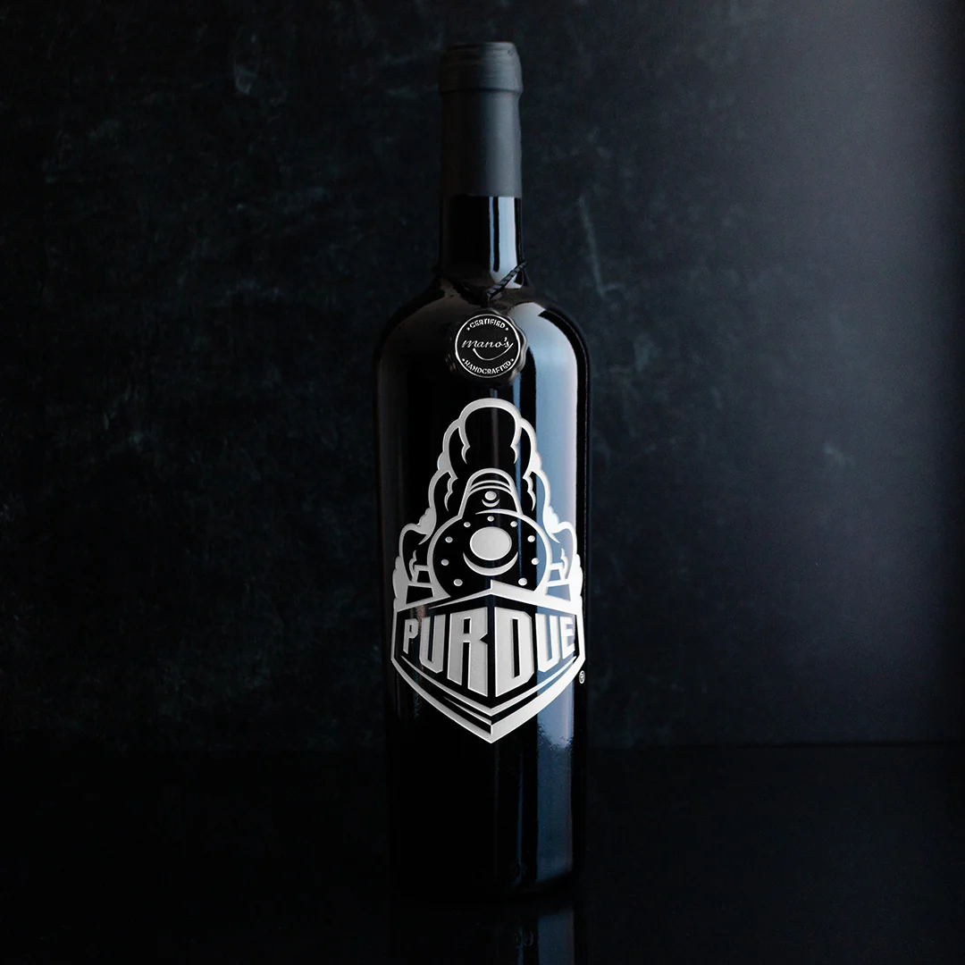 Purdue University Alternative Logo Etched Wine - Image 4
