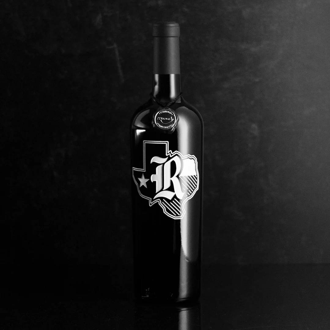 Rice University Texas Outline Etched Wine - Image 3