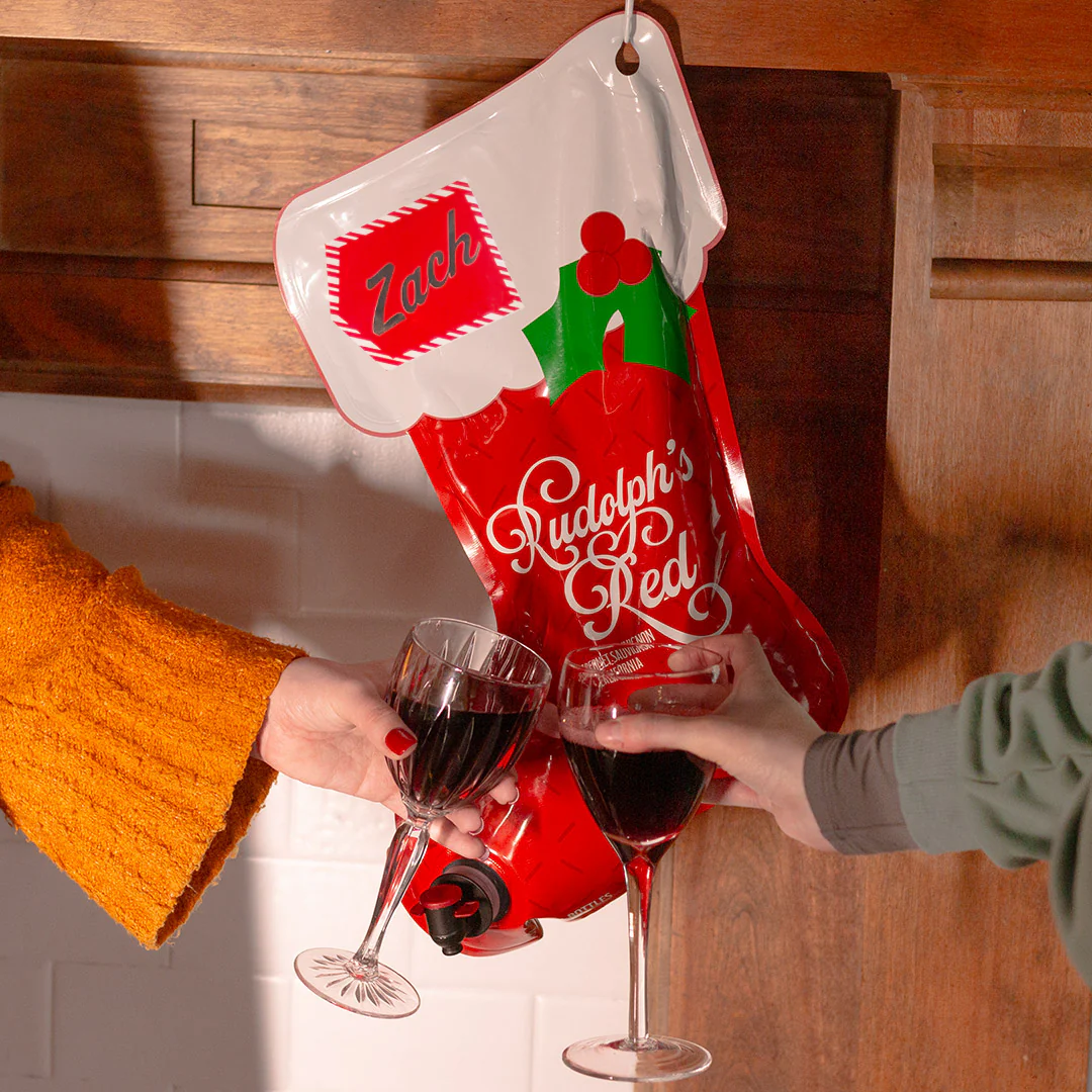 Rudolph Red 3L Holiday Stocking with Custom Name Label - Image 2