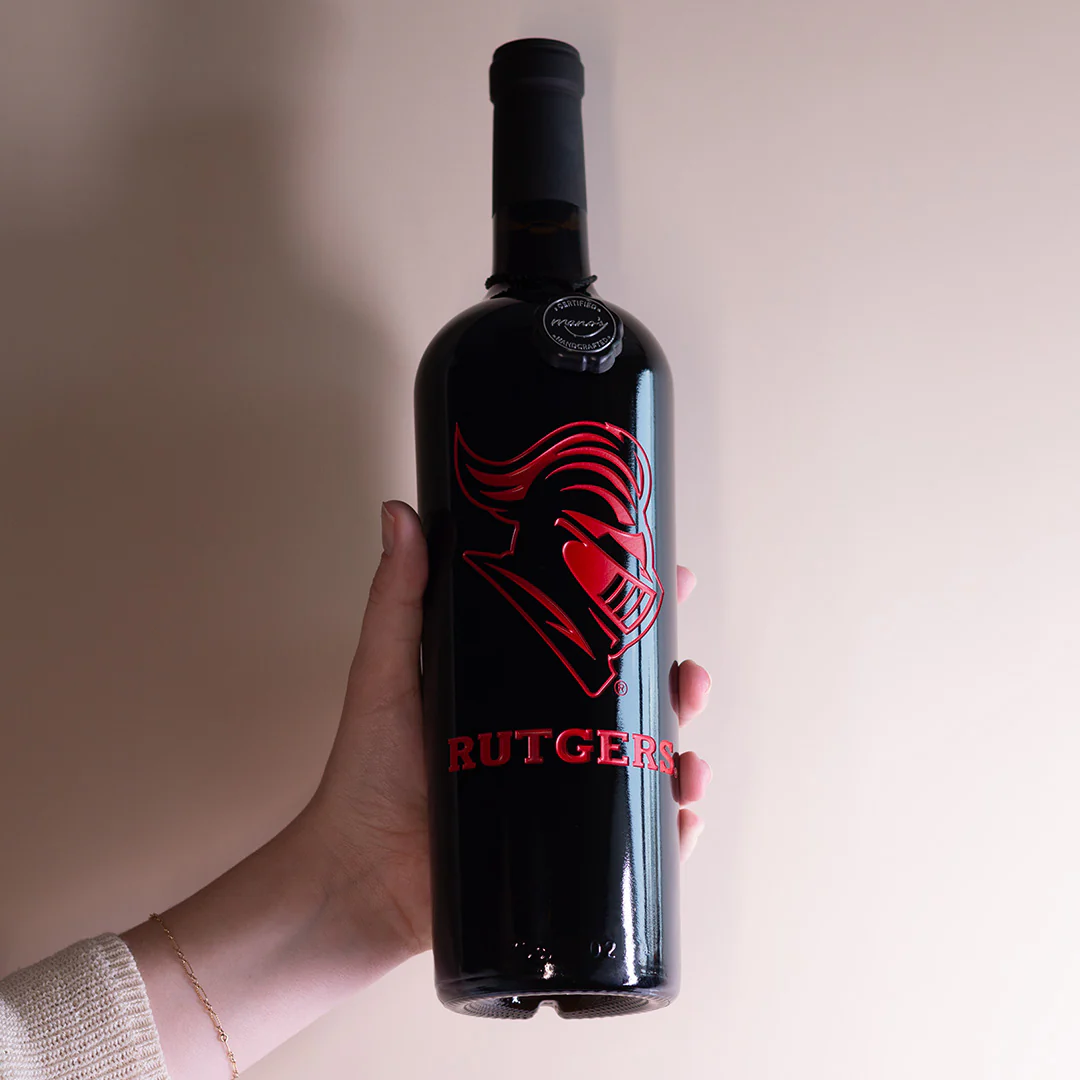 Rutgers University Scarlet Knight Etched Wine - Image 2