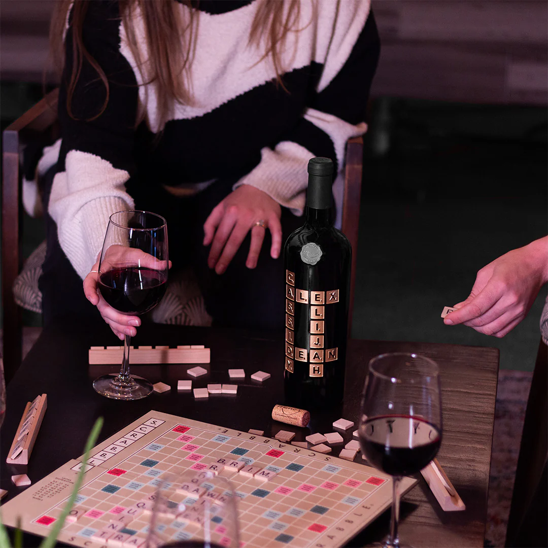 Scrabble Custom Words Etched Wine - Image 4