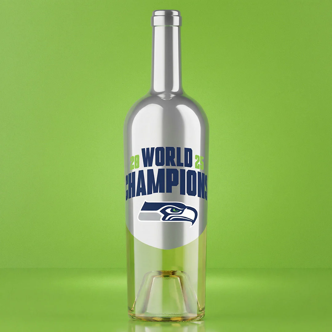 Seattle Seahawks 2025 World Champions Silver Dipped Chardonnay - Image 2