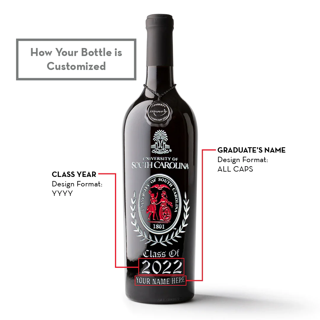 University of South Carolina Custom Alumni Etched Wine Bottle - Image 3