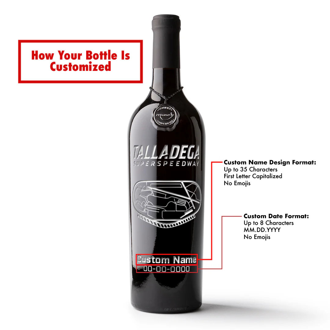 Talladega Speedway Custom Name Etched Wine - Image 2