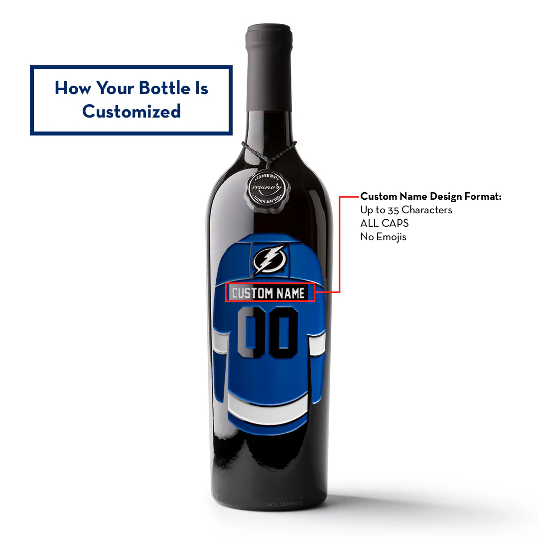 Tampa Bay Lightning Custom Name Etched Wine - Image 2