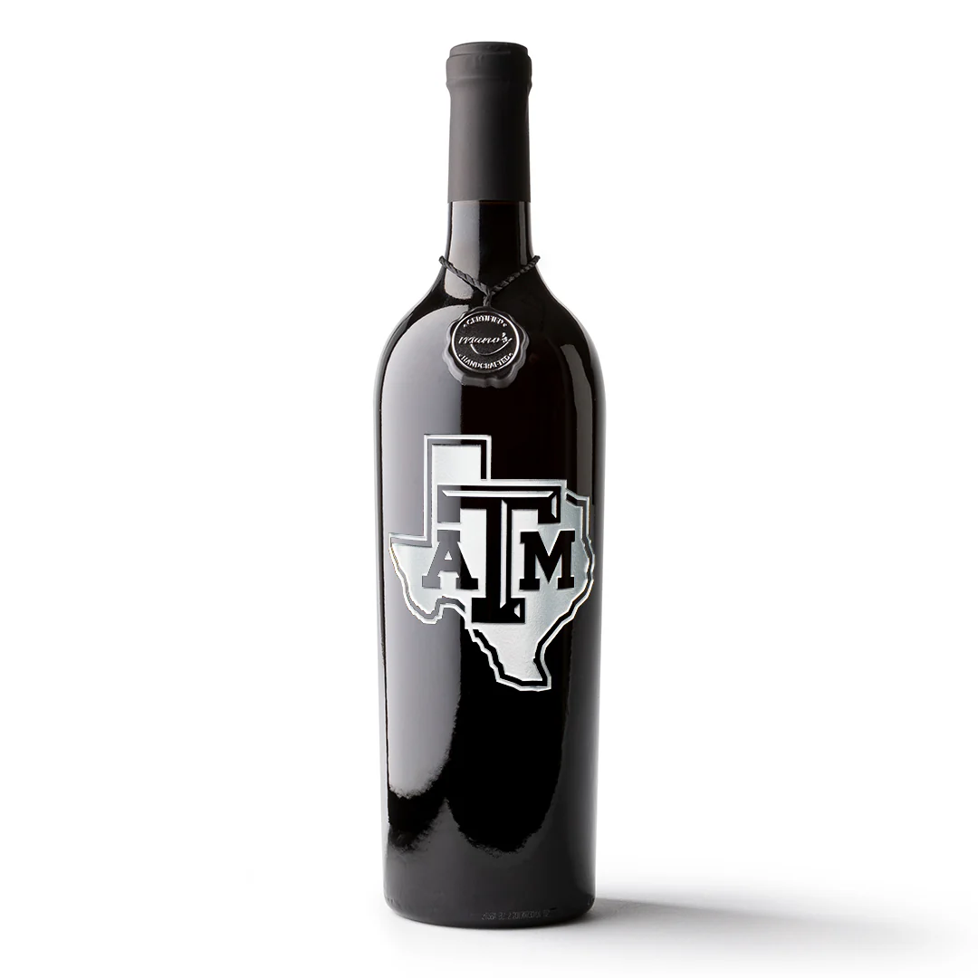 Texas A&M Lonestar Logo Etched Wine