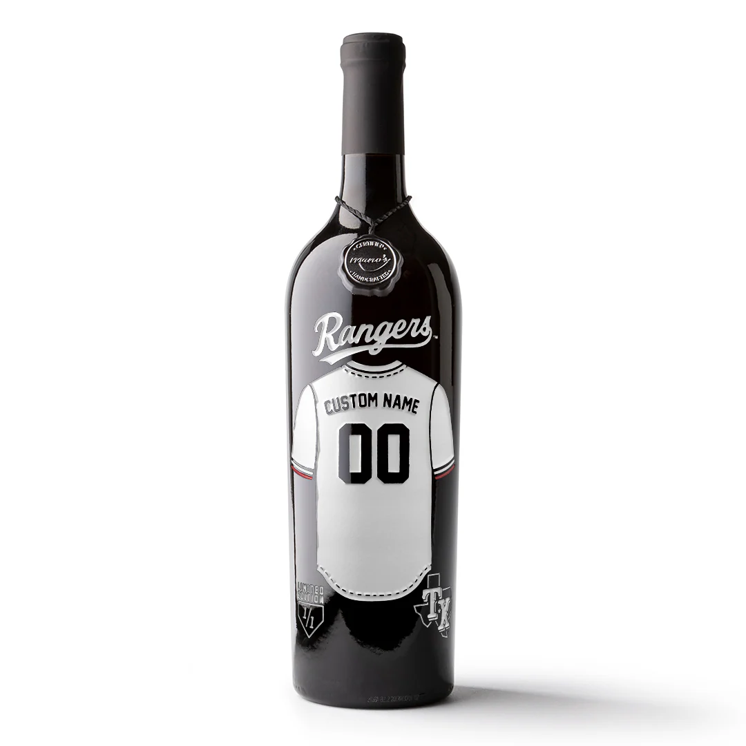 Texas Rangers Custom Jersey Etched Wine - Image 3