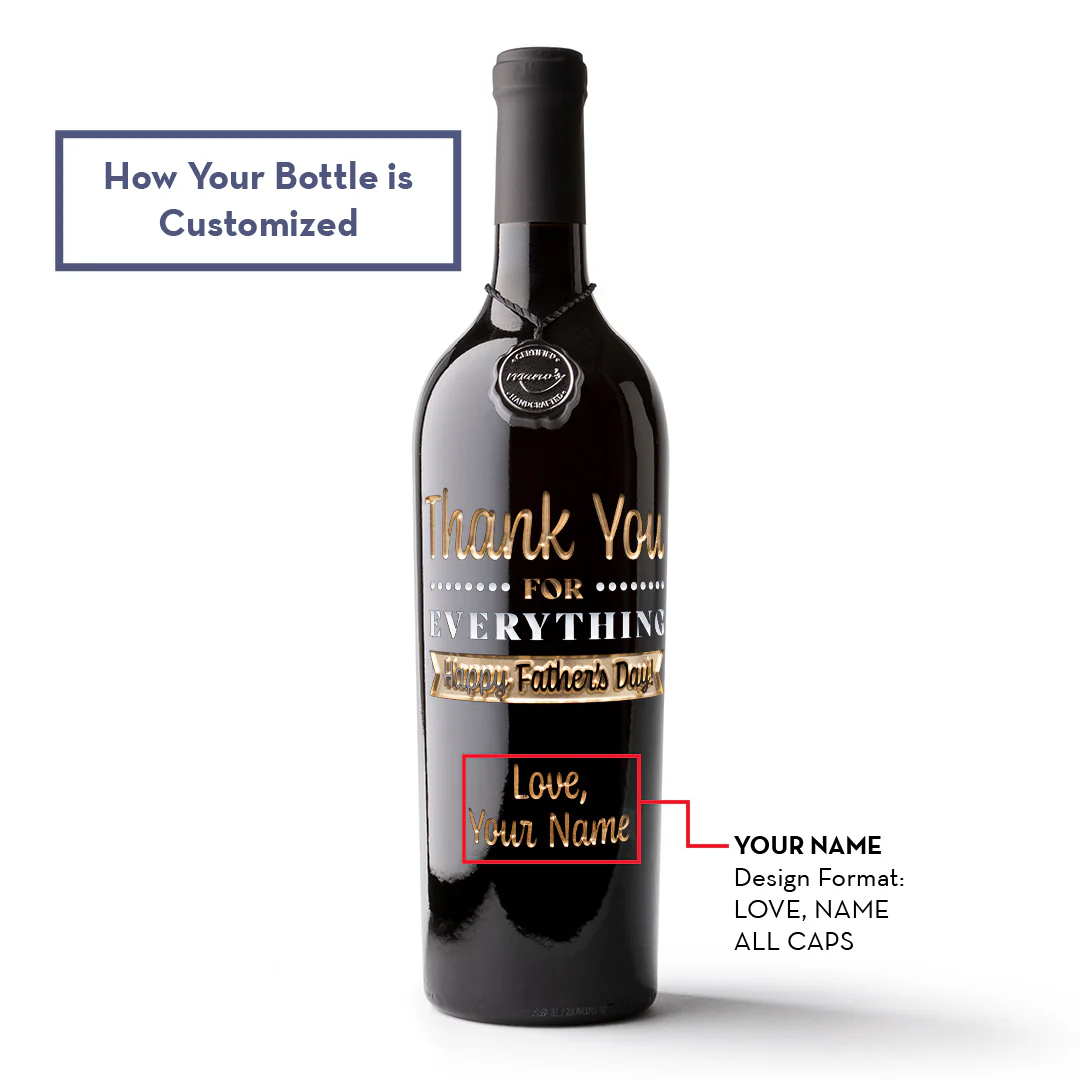 Thank You Father's Day Custom Etched Wine - Image 2