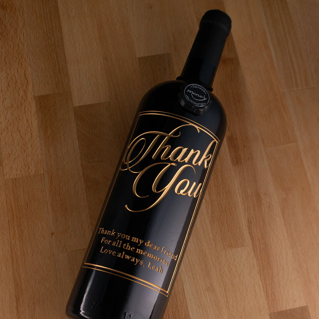Thank You Script Custom Etched Wine - Image 3