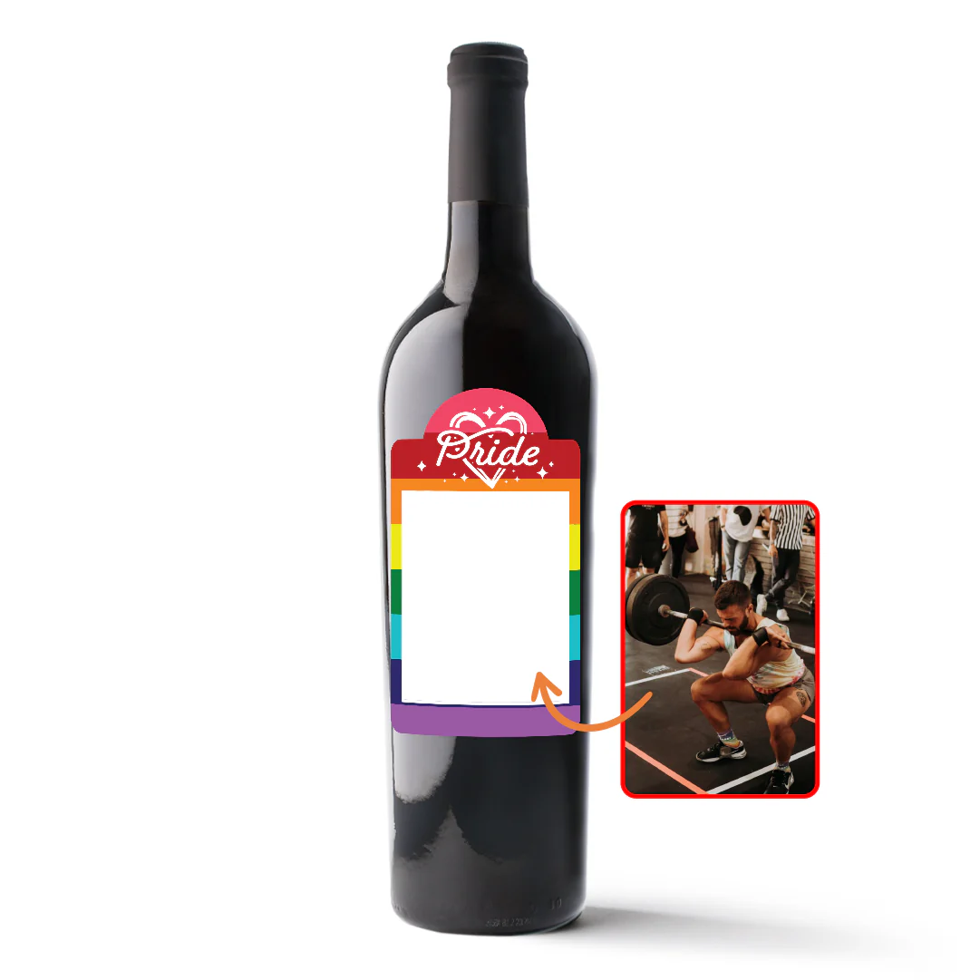 Traditional Pride Flag Custom Photo Label Wine - Image 2