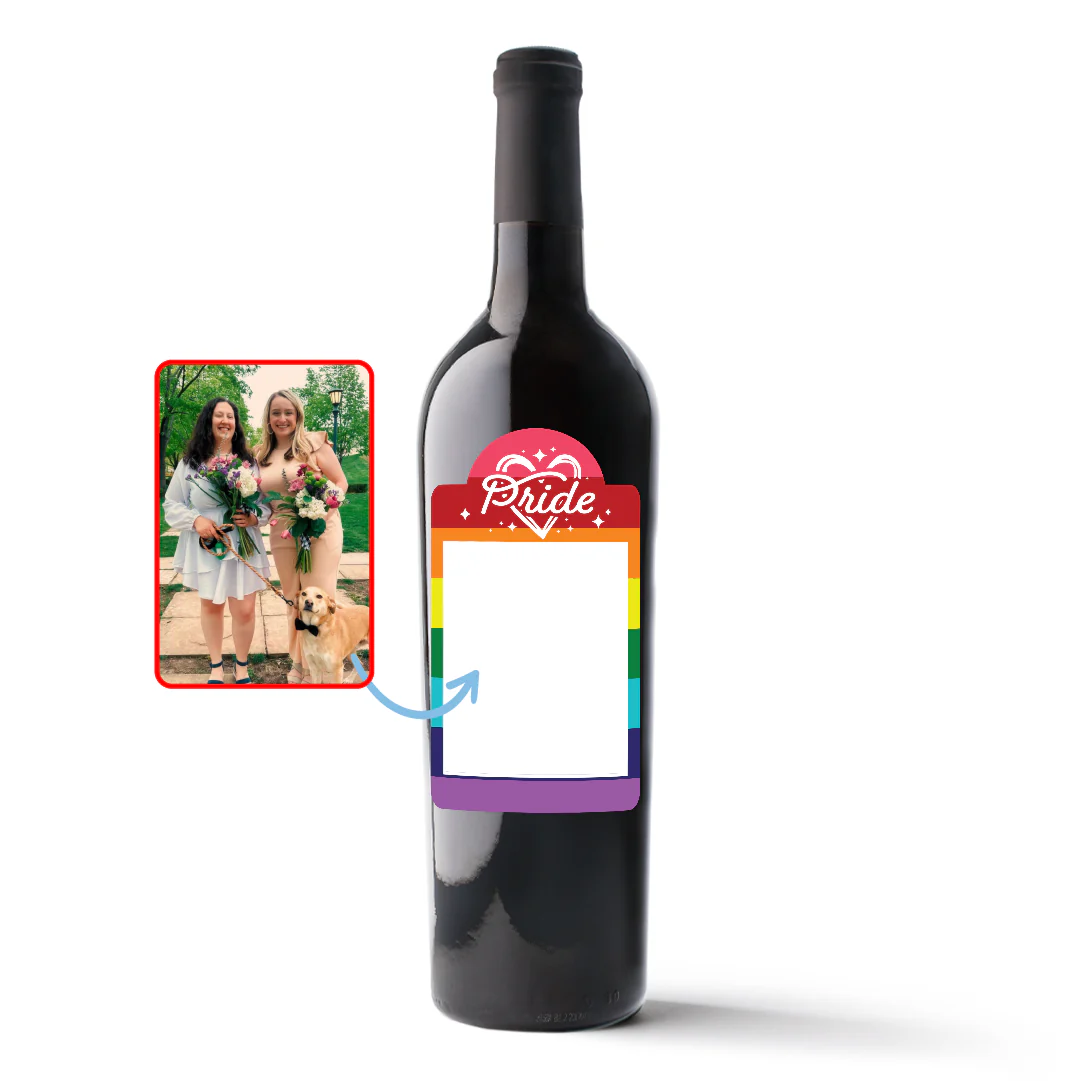 Traditional Pride Flag Custom Photo Label Wine - Image 3