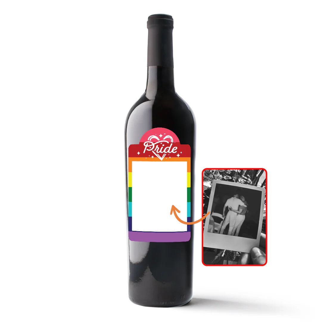 Traditional Pride Flag Custom Photo Label Wine - Image 4