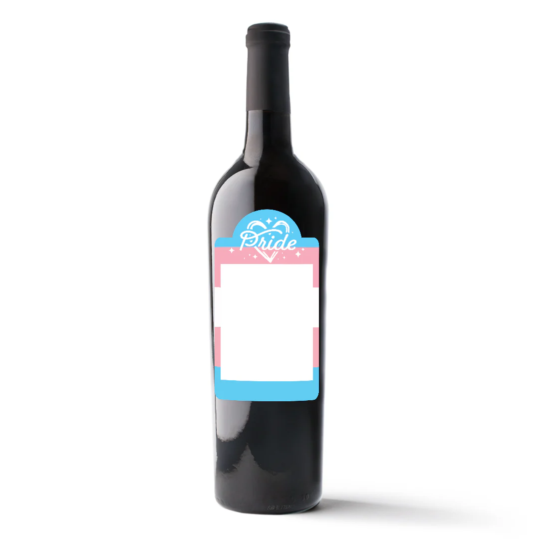 Trans Pride Flag Custom Photo Label Wine - Image 2