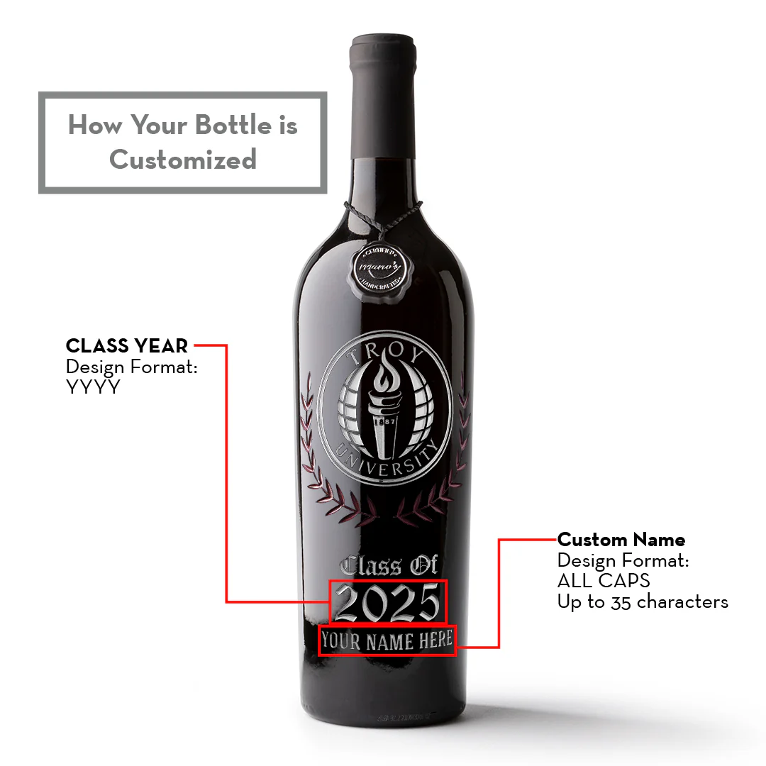 Troy University Custom Alumni Etched Wine - Image 4