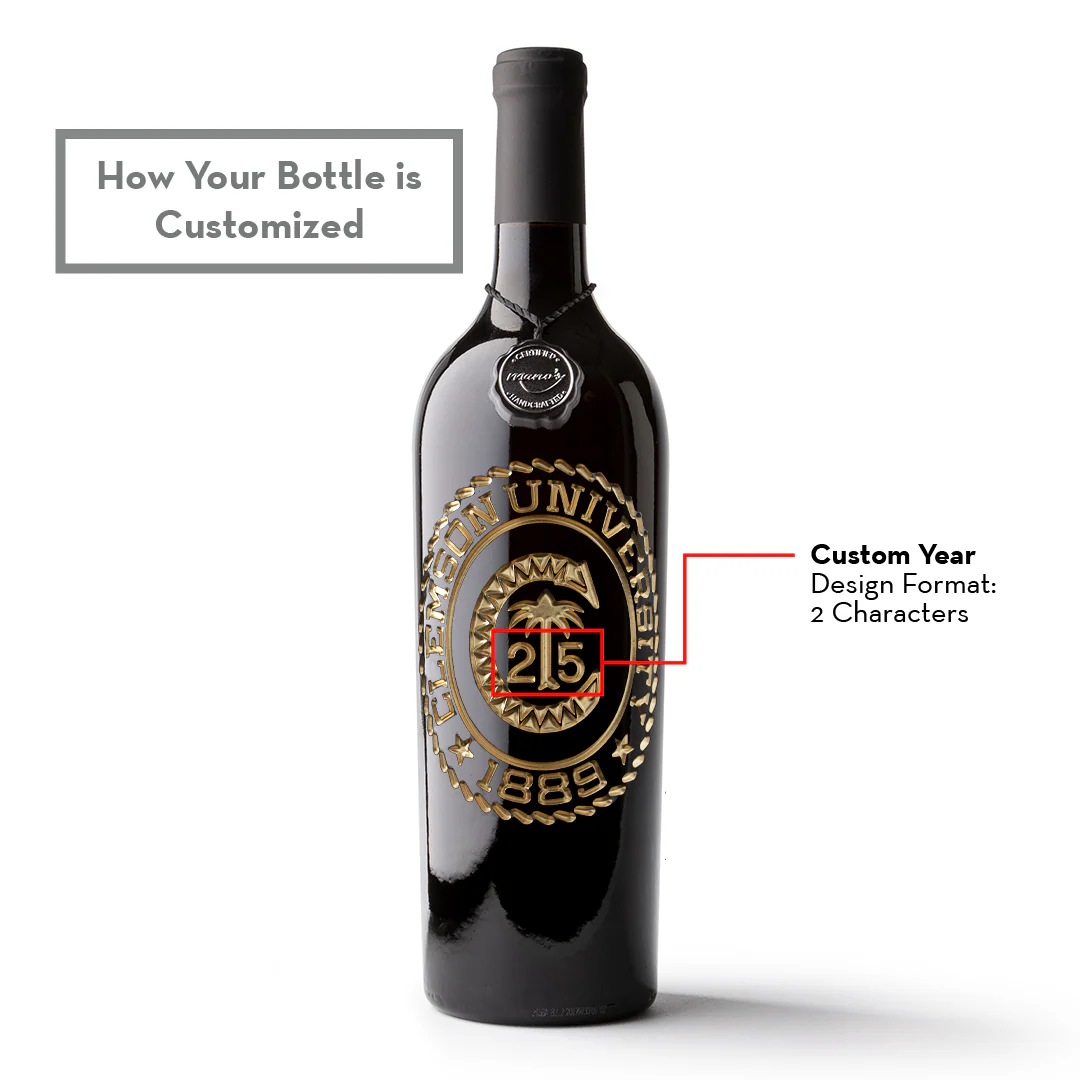 Clemson University Custom Ring Etched Wine - Image 3