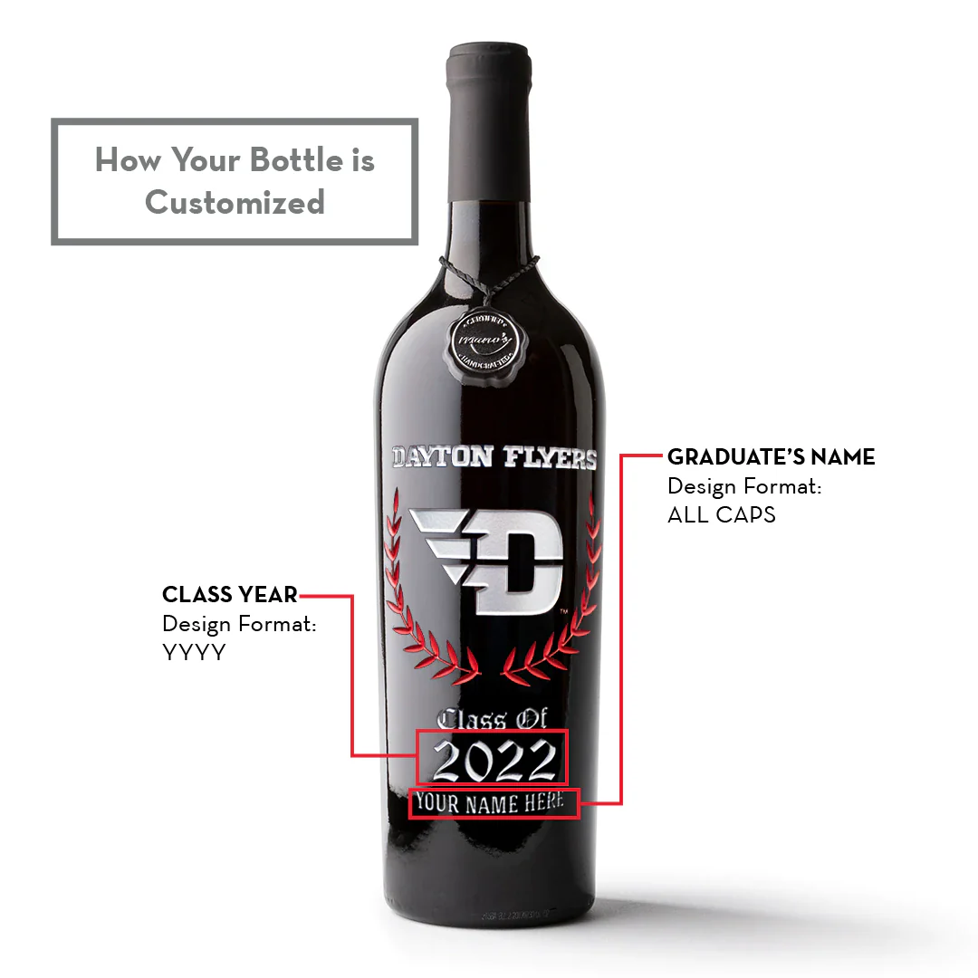 University of Dayton Custom Alumni Etched Wine - Image 2
