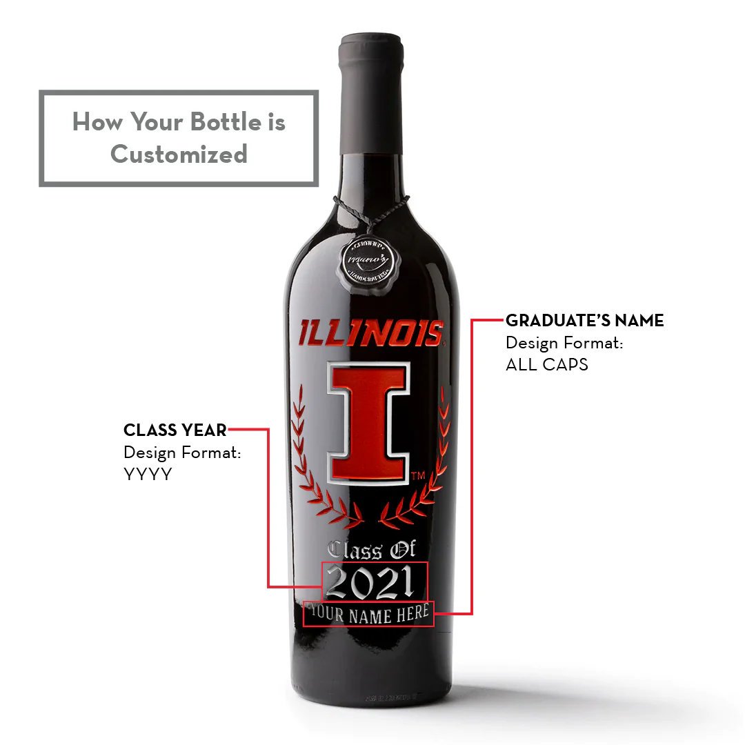 University of Illinois Custom Alumni Etched Wine - Image 2