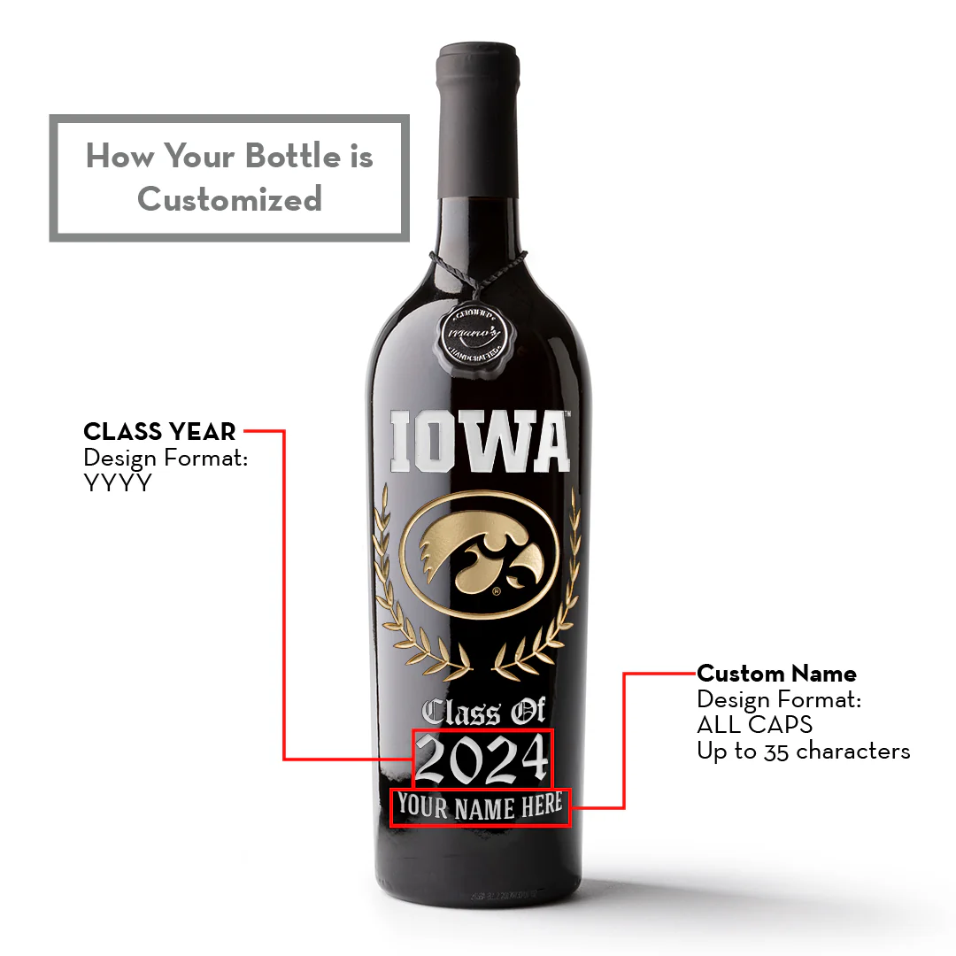 University of Iowa Custom Alumni Etched Wine - Image 3