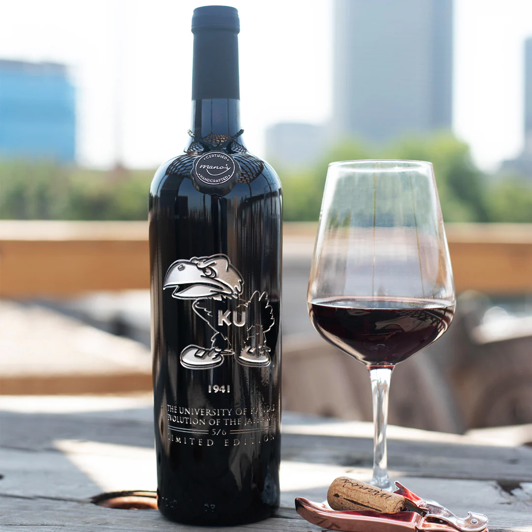 University of Kansas Evolution 1941 Etched Wine - Image 3