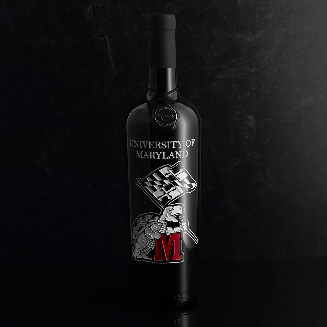 University of Maryland Logo Etched Wine - Image 3