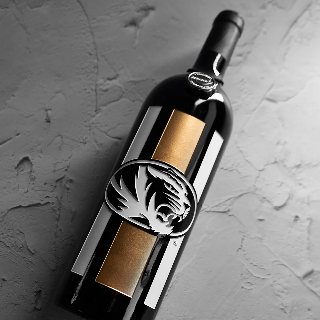 University of Missouri Stripes Etched Wine Bottle - Image 3