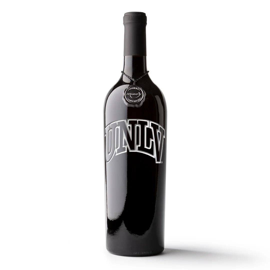University of Nevada Las Vegas Logo Etched Wine Bottle