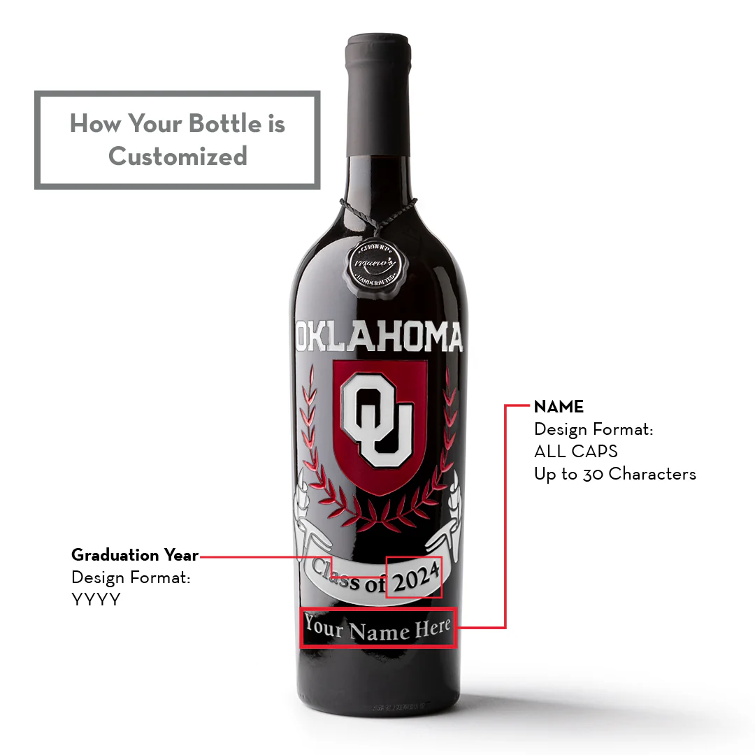 University of Oklahoma Custom Alumni Etched Wine - Image 6
